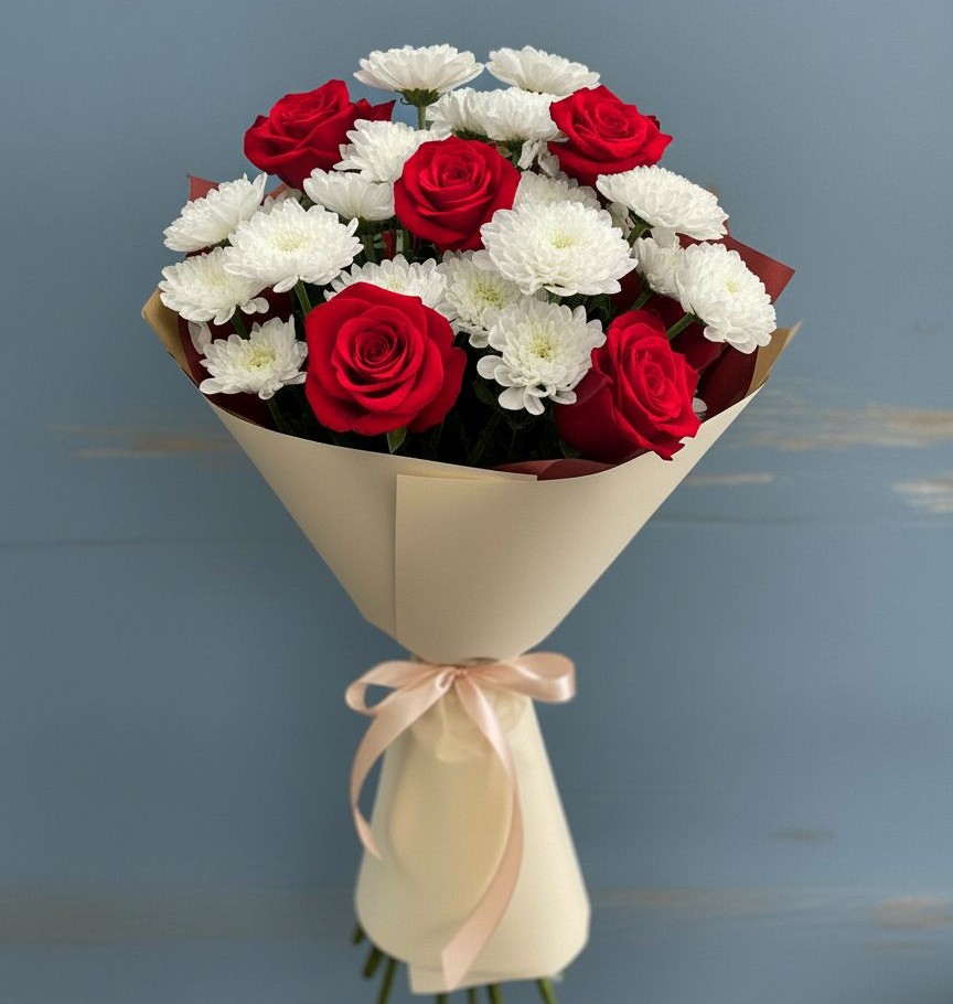 Букет цветов из: Розы и Хризантемы в Кадуе