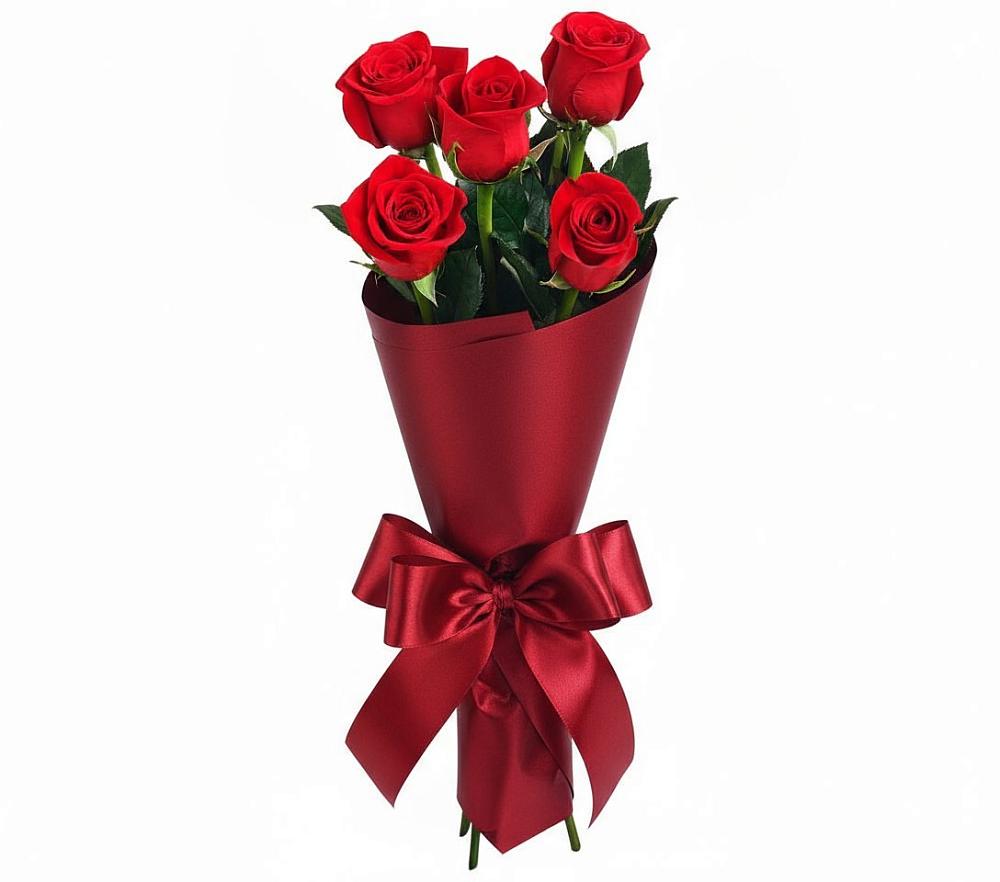 Букет 5 Красных роз Эдлесс Лав в Кадуе