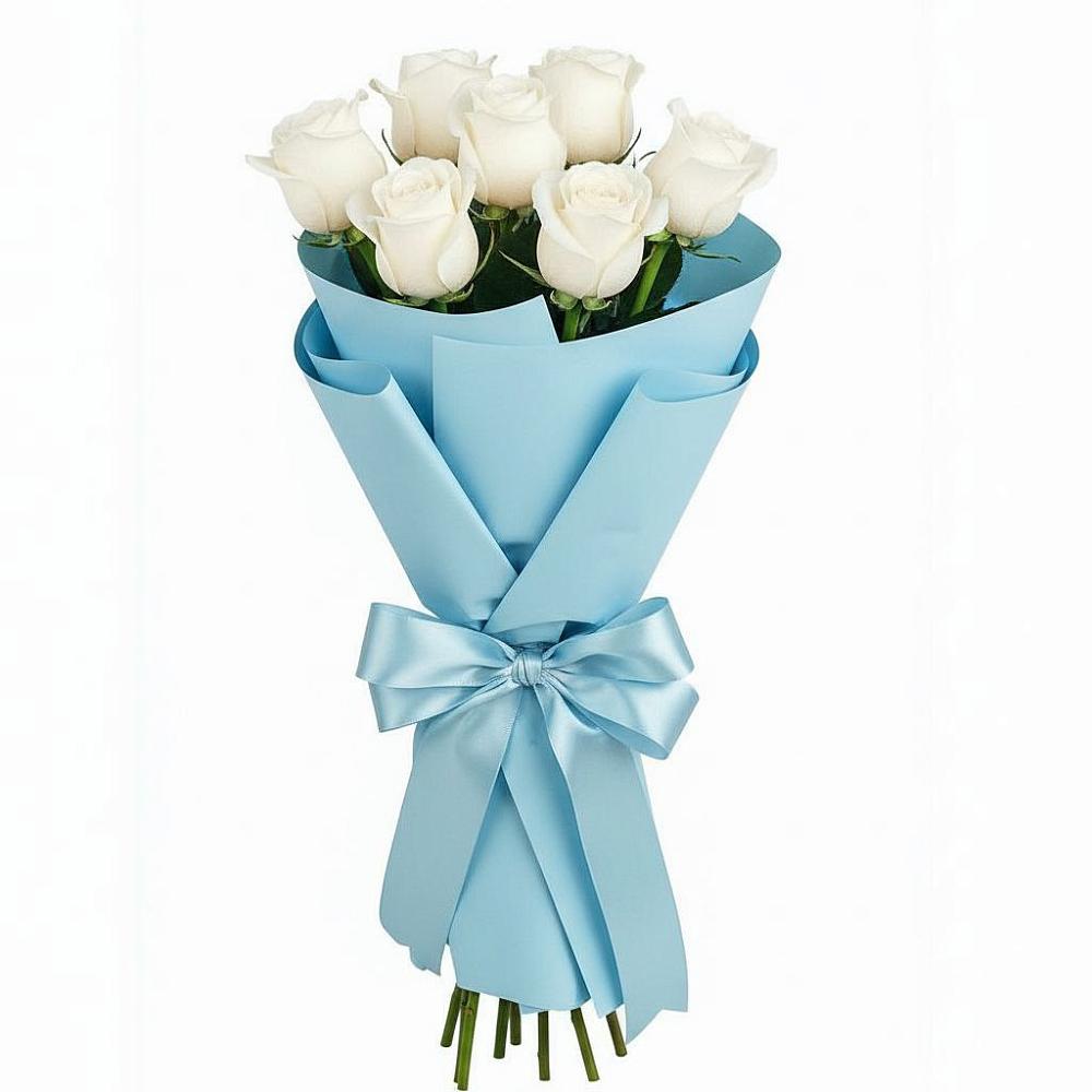 Букет 7 белых роз Проуд в Кадуе