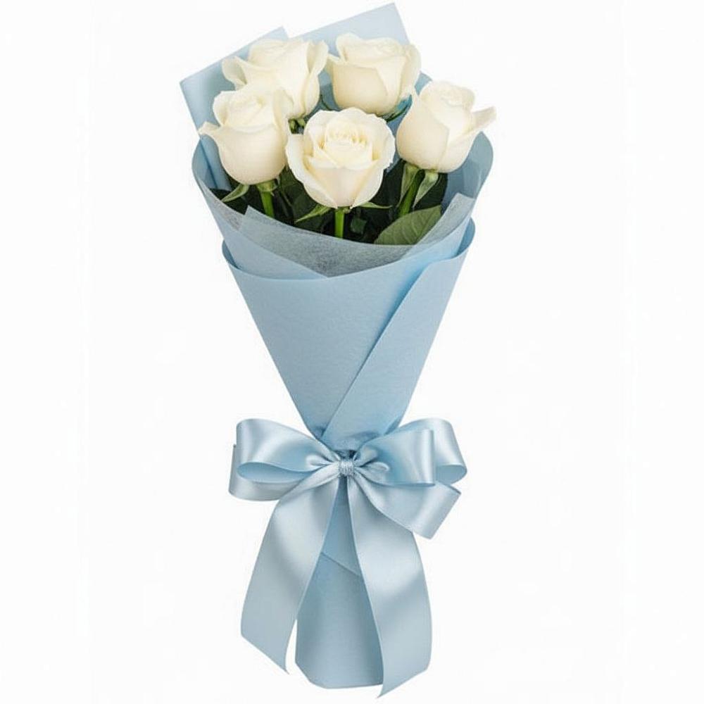 Букет 5 Белых роз Проуд в Кадуе