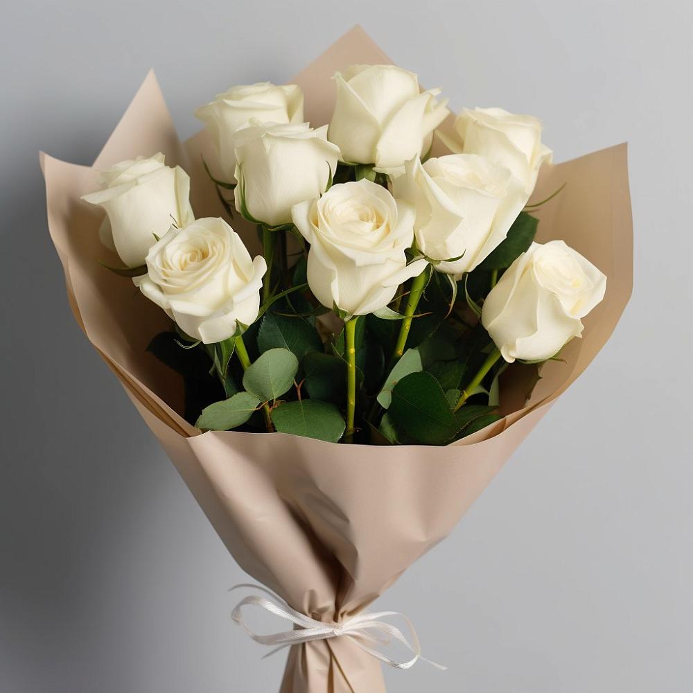 Букет 9 Белых роз Эдлесс Лав в Кадуе