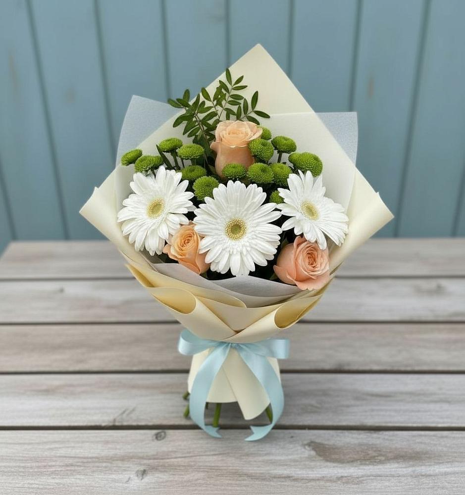 Букет цветов из: Герберы, Розы и Хризантемы в Кадуе