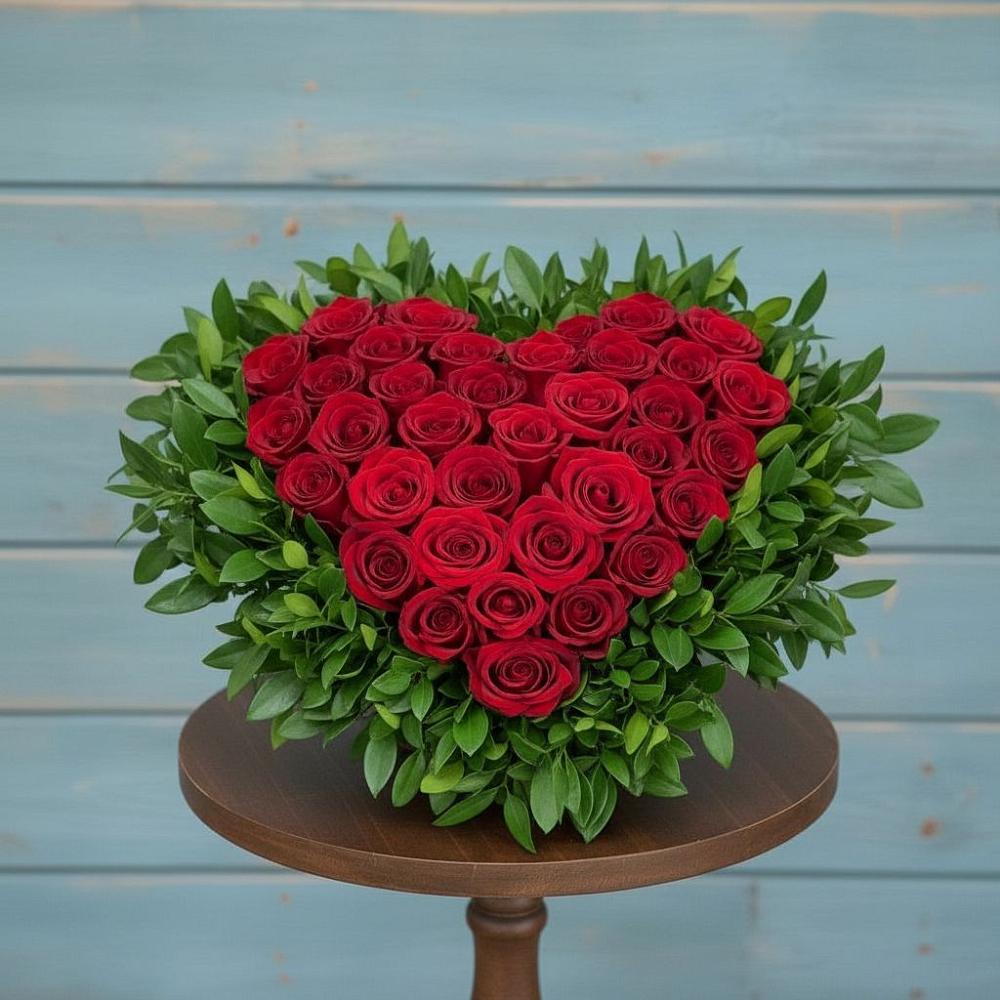 Цветочная композиция из Розы в виде сердца в Кадуе