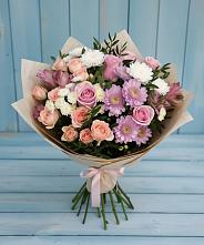 Букет цветов из:  Хризантемы, Розы и Альстромерии #REPLACE_PRED# Кадуе