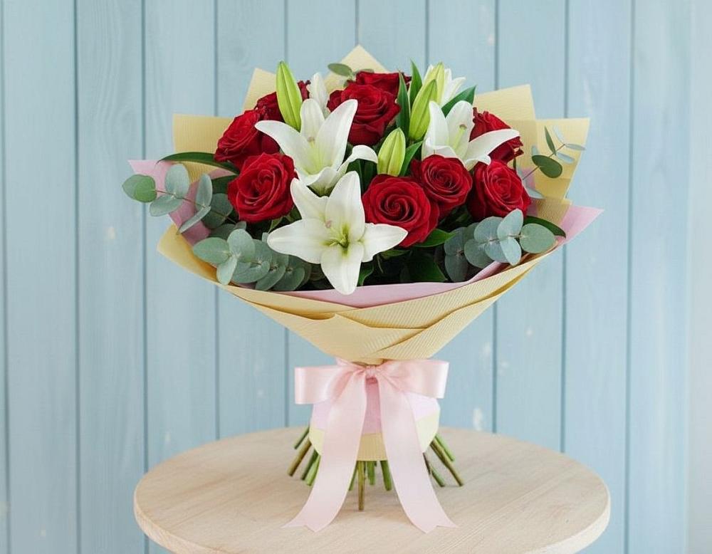 Букет цветов из: Лилии и Розы в Кадуе